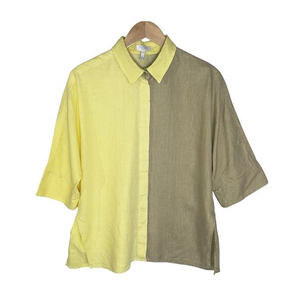 ESCADA SPORT Women’s Linen Two Toned Oversized Short Sleeve Blouse - Picture 1 of 7